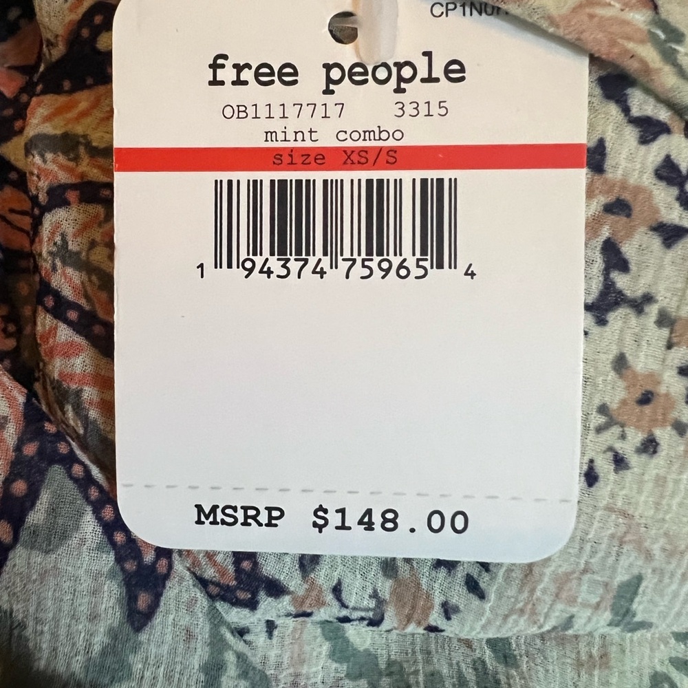 Free People NWT Grasslands Duster Kimono Floral Lace Tie XS/S Fits L Boho DU - Picture 8 of 8